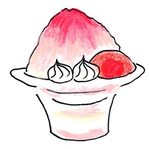 丸ごとイチゴ寒天ゼリーがのった「特製いちご練乳かき氷」